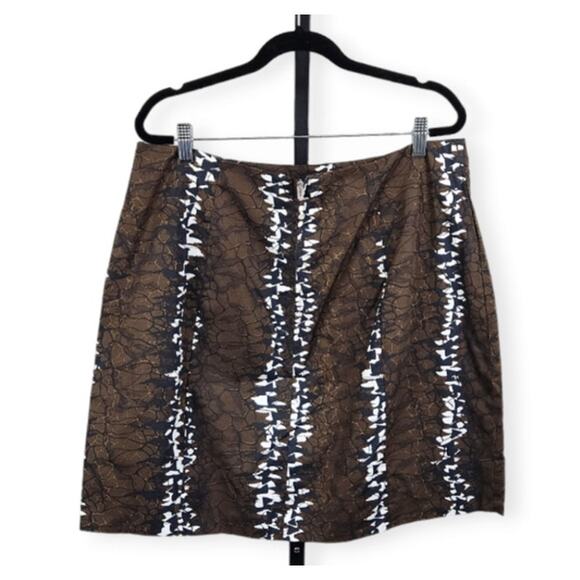 City Chic Refinity Mini Skirt Boab Print Brown Limited Edition Size 14 New - Picture 3 of 10